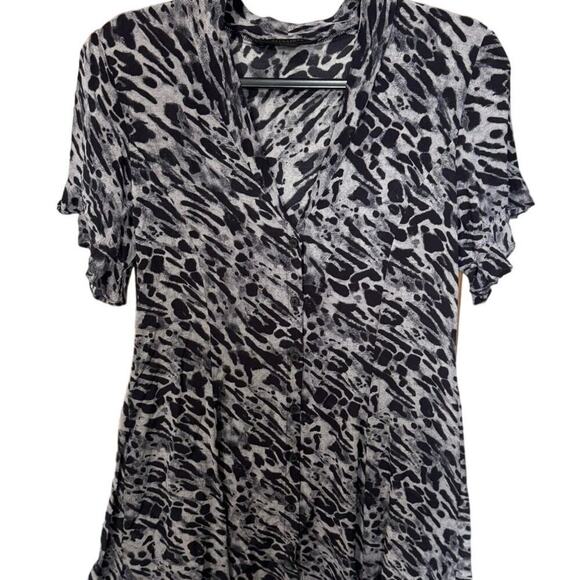 AllSaints Fay Ambient Dress Animal Print Back Tie Mini Gray Black Size Small - Picture 5 of 12